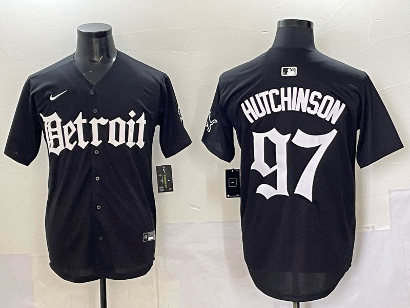 Men 2025 Detroit Lions #97 Hutchinson Black NFL jersey 0016->detroit lions->NFL Jersey